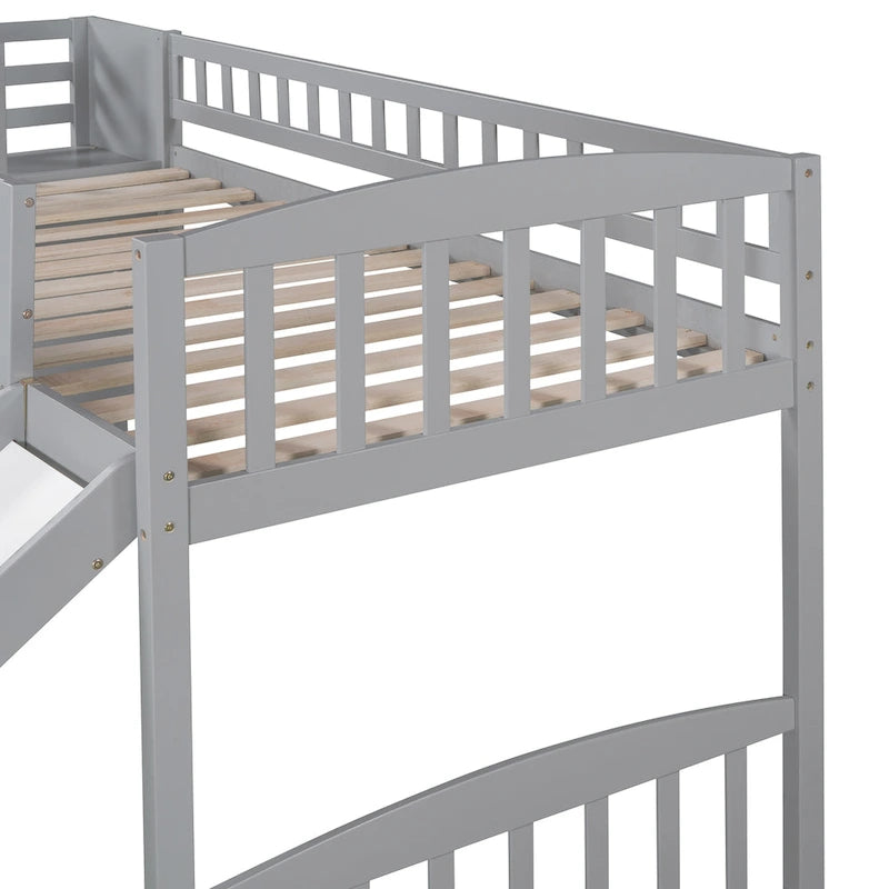 Letto a soppalco Twin con scala, due cassetti e scivolo