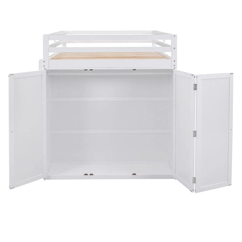 Full size Loft Bed with Drawers,Desk,and Wardrobe