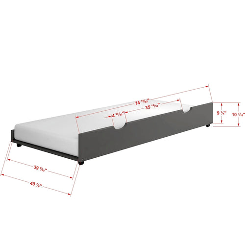 Full Contempo Bed in Dark Grey with Twin Trundle