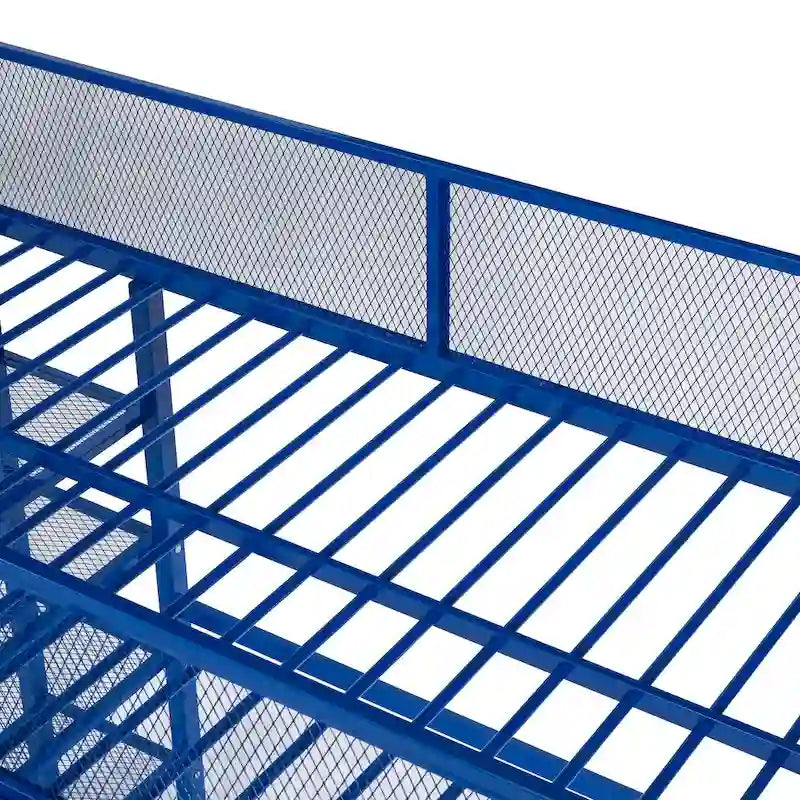 Metal Loft Bed with 4-Tier Shelves and Storage