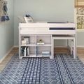Farmhouse Twin-Size Low Loft Bed with 4-Shelf Bookcase and Desk