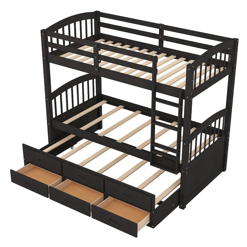 Etagenbett aus Holz mit Ausziehbett und Schubladen