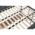 Metal Full Size Loft Bed with Desk & Shelves/ Sturdy Metal Bed Frame/ Noise-free Wood Slats/ Guardrail/ Built-in Desk