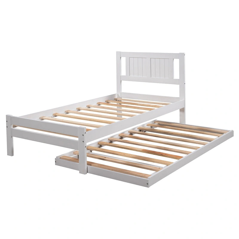 Full Size Platform Bed with Adjustable Trundle