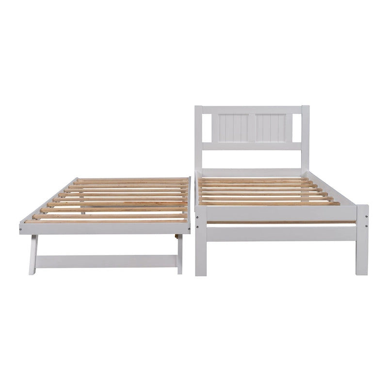 Full Size Platform Bed with Adjustable Trundle