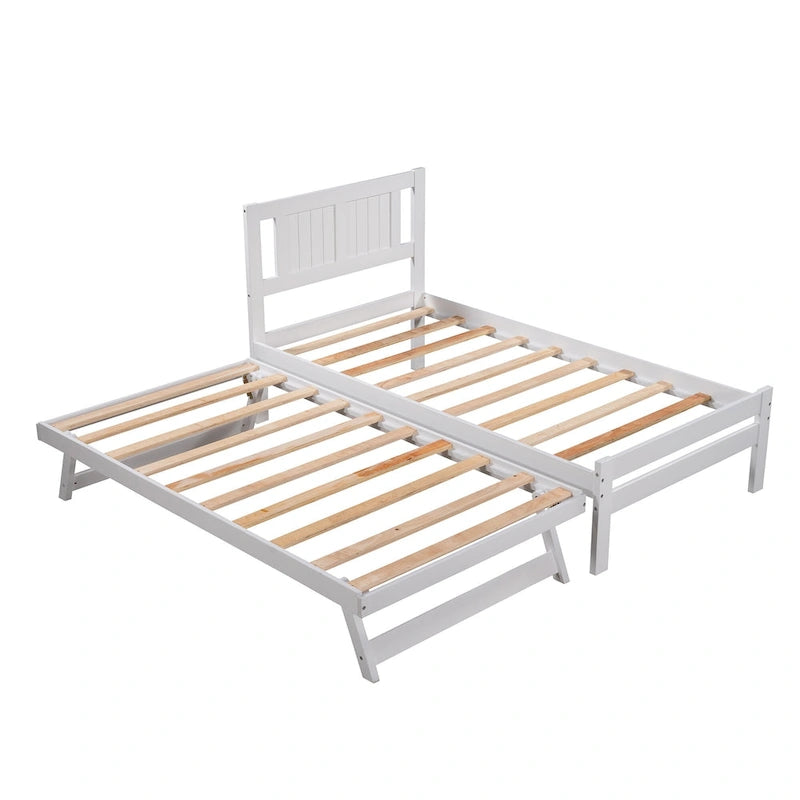 Full Size Platform Bed with Adjustable Trundle