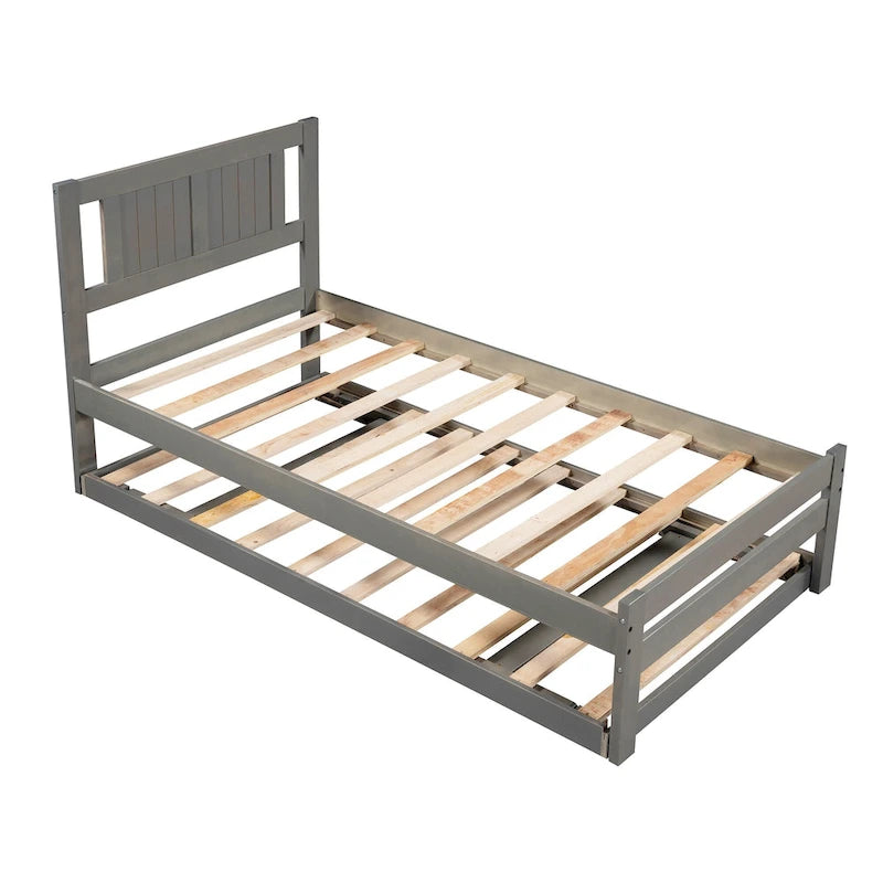 Full Size Platform Bed with Adjustable Trundle