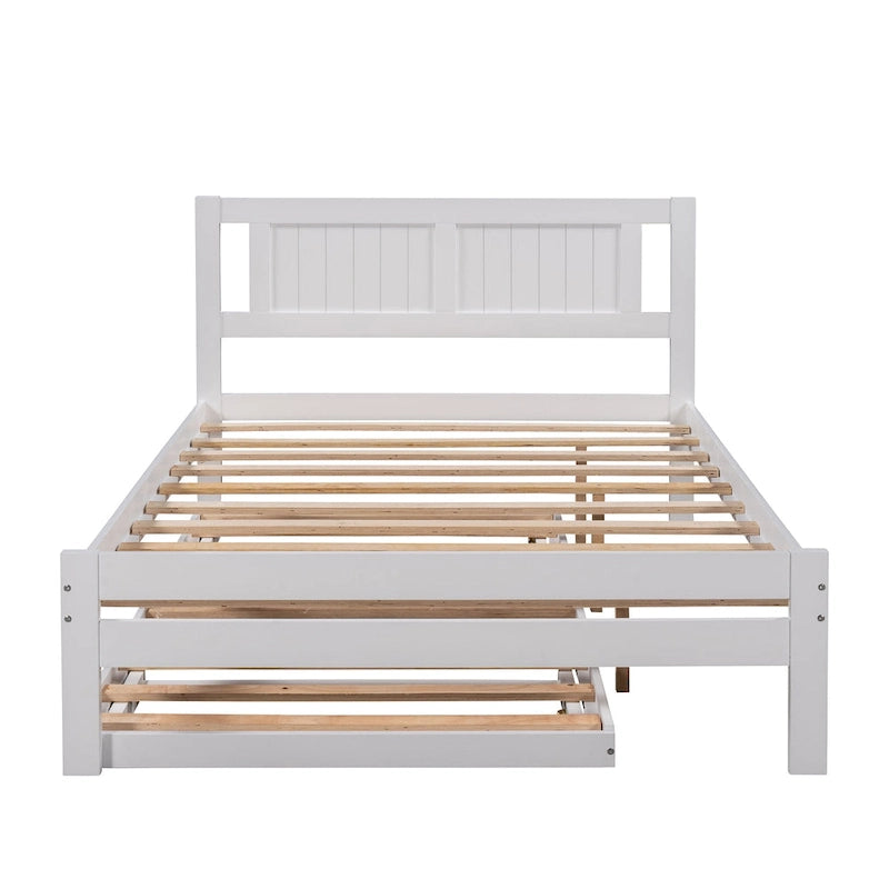 Full Size Platform Bed with Adjustable Trundle