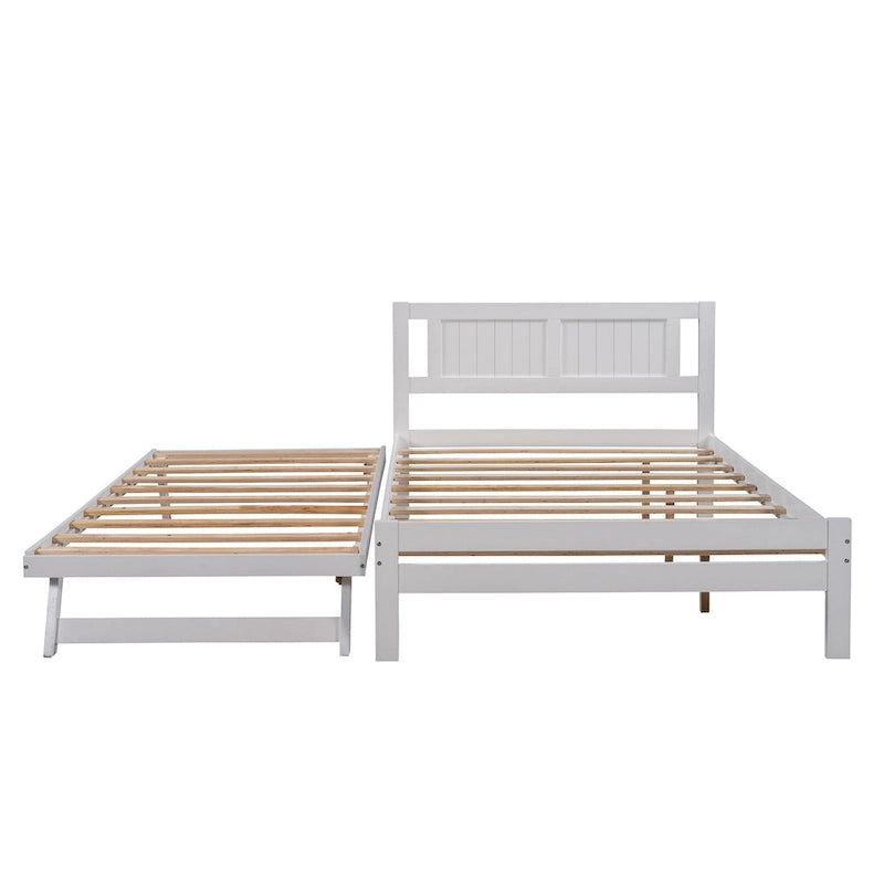 Full Size Platform Bed with Adjustable Trundle