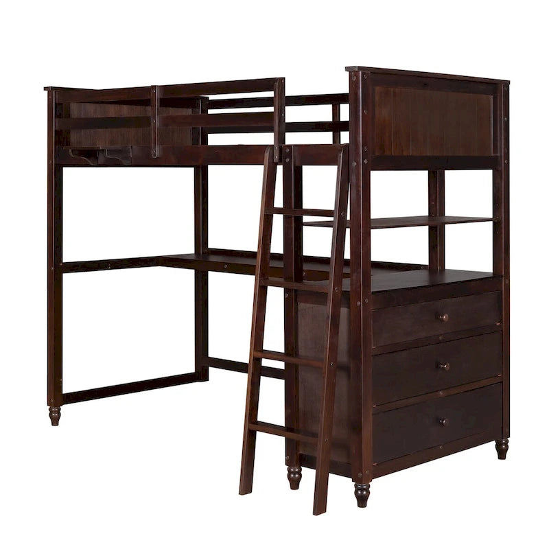 Twin size Loft Bed with Drawers and Desk