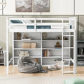 Nestfair Twin Size Loft Bed with 8 Open Storage Shelves and Built-in Ladder