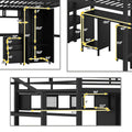 Metal Loft Bed With Wardrobe,Table,Drawer and 4-layers Ladder