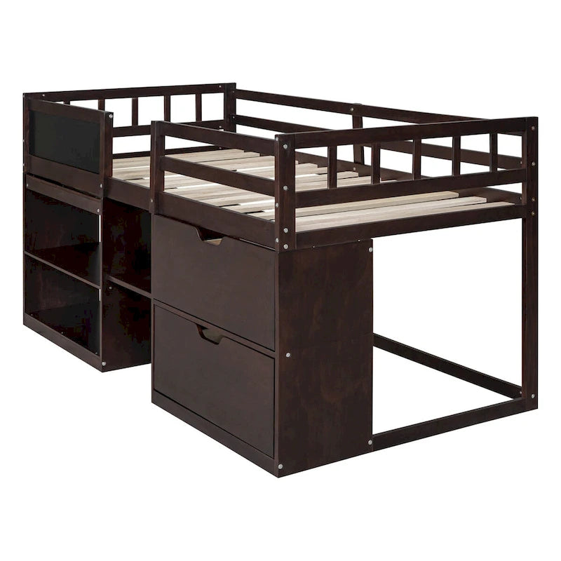 Twin Low Loft Bed with Rolling Desk