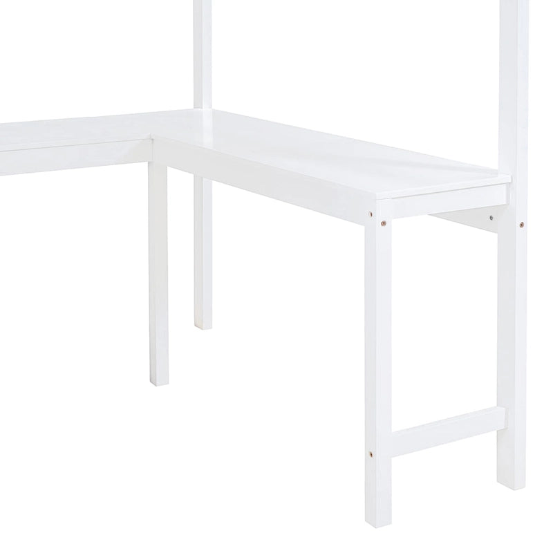 Full Size Loft Bed with Desk and Shelf