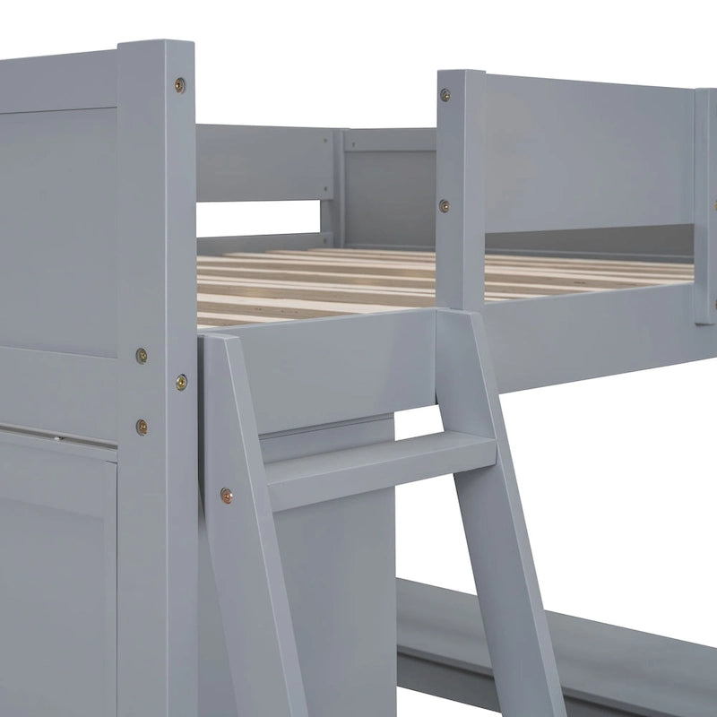 Full Size Loft Bed with Desk and Shelf