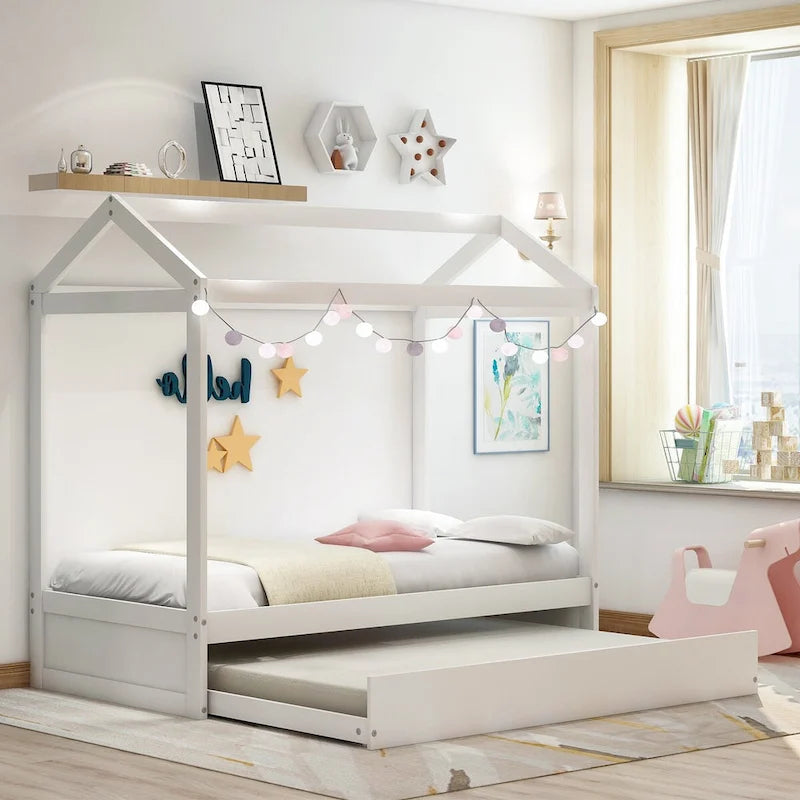 White House Bed with Trundle Perfect for Bedroom