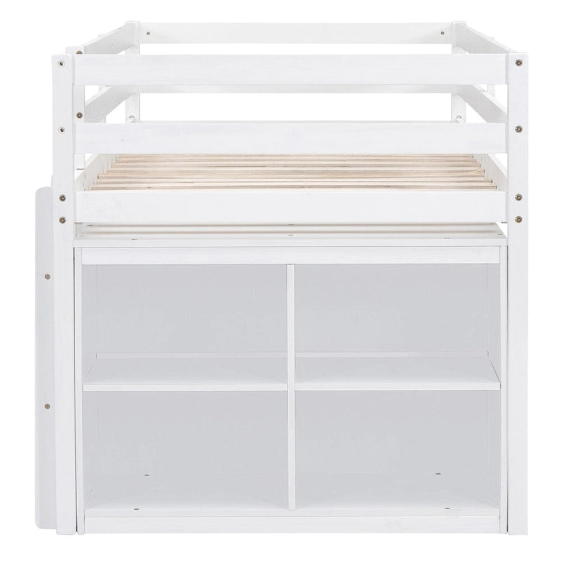 Twin Size Loft Bed with Desk and Drawers