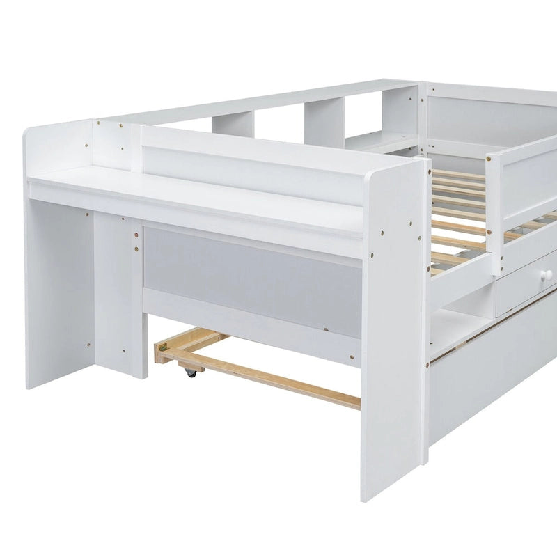 Multi-Functional Twin Daybed with Drawers and Trundle, Headboard Storage and Tables, USB Charging Station