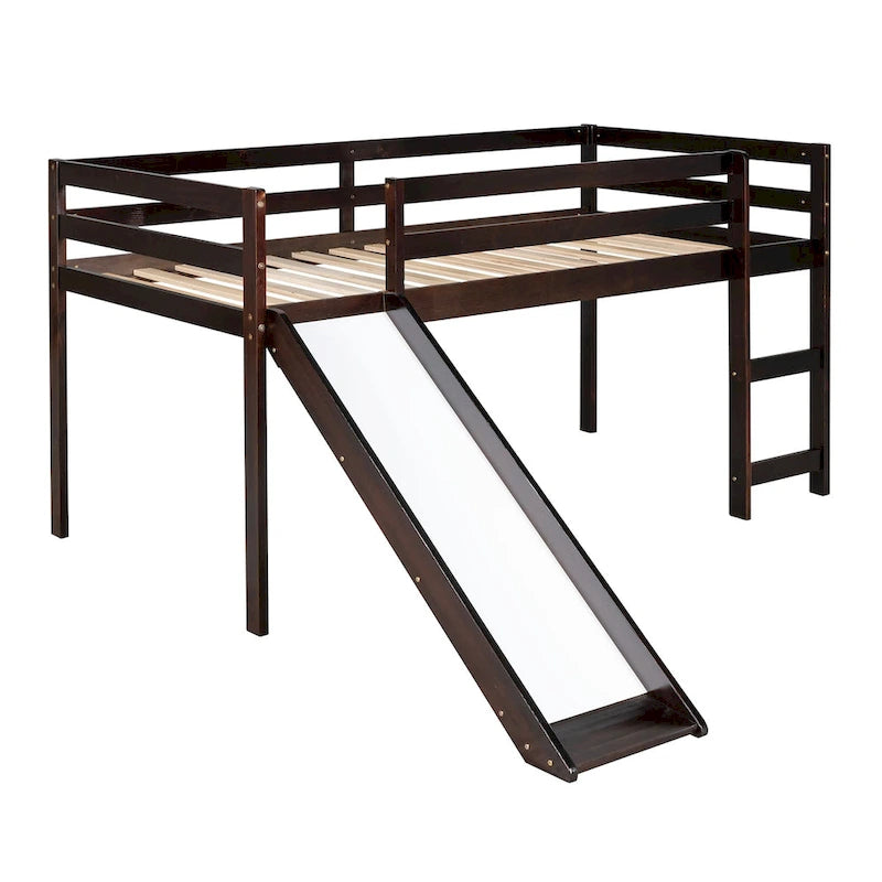 Loft Bed with Slide, Multifunctional Design, Twin