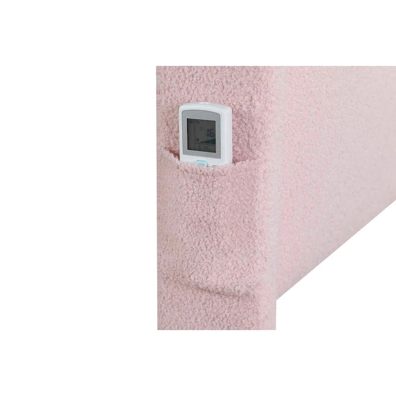 Twin Size Bed Frame With Trundle Bed, Teddy Fabric, Usb Functionality, And A Pocket Design On The Side Of The Headboard